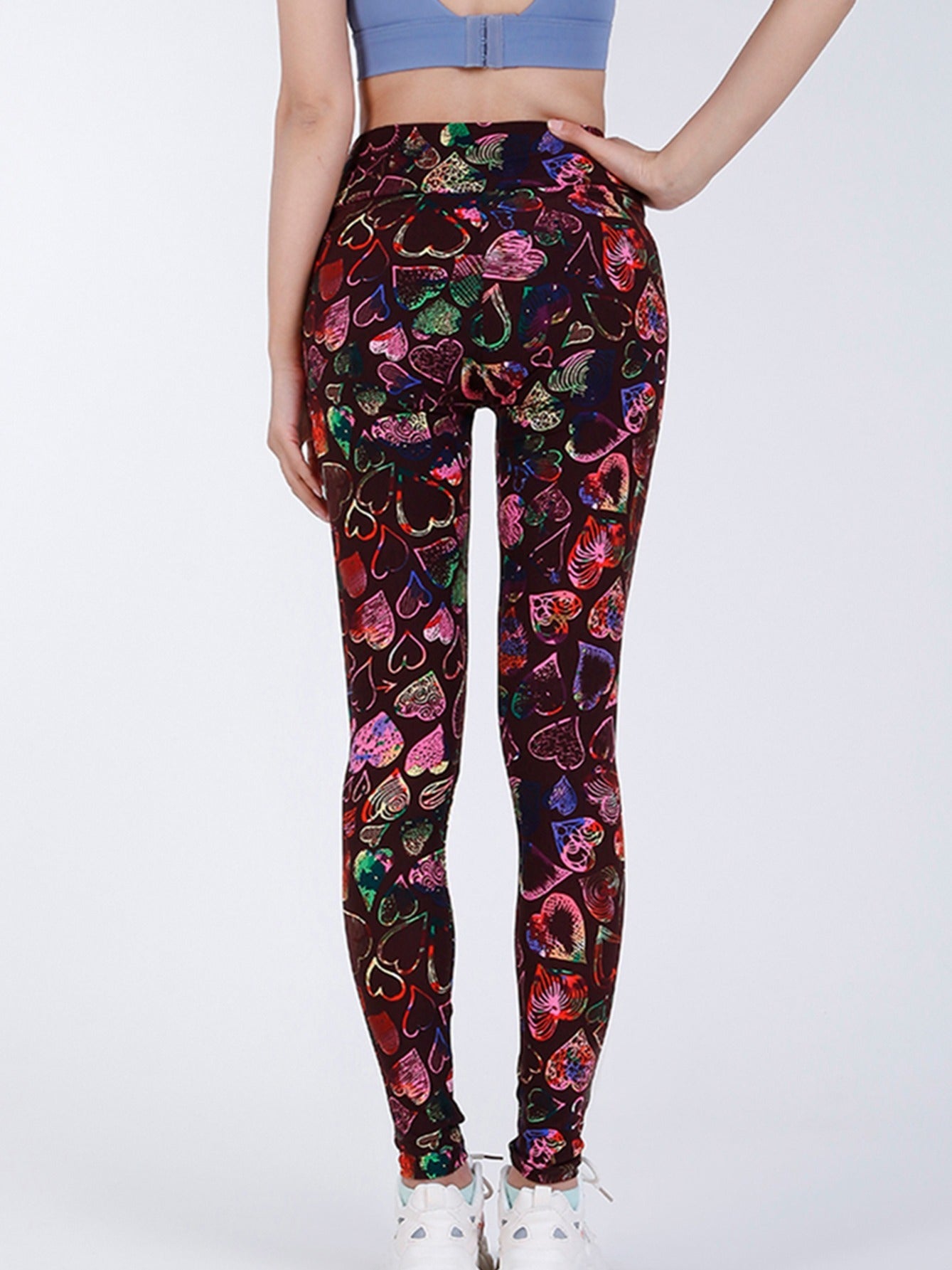 Heart Print High Waist Cropped Pants