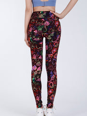 Heart Print High Waist Cropped Pants