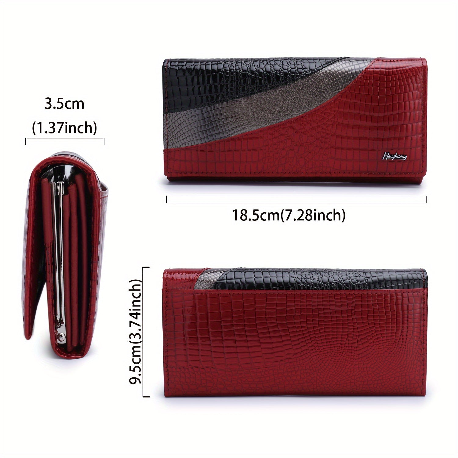 Crocodile Pattern Snap Clutch Wallet for Women