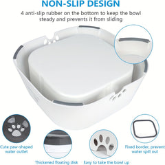 1L Pet Water Bowl No Spill Slow Feeder Dispenser