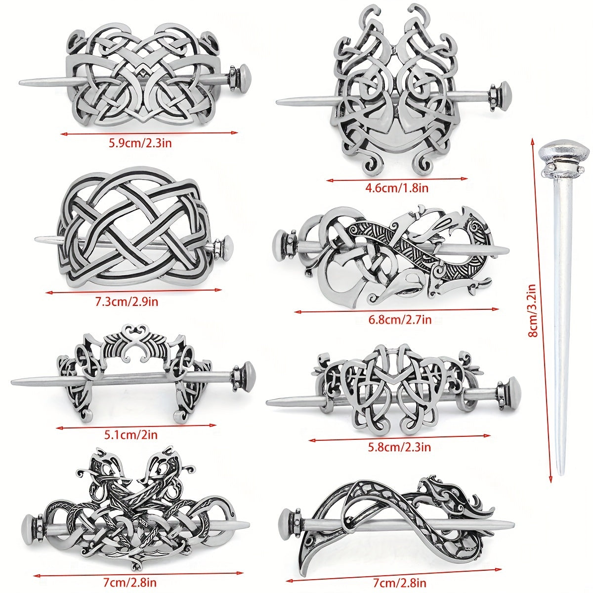 Viking Celtic Barrette Hairpin Silvery Hair Accessories Women's Irish Hair