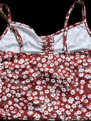 Floral Print Drawstring Two-piece Set - Crop Top & Bodycon Dress