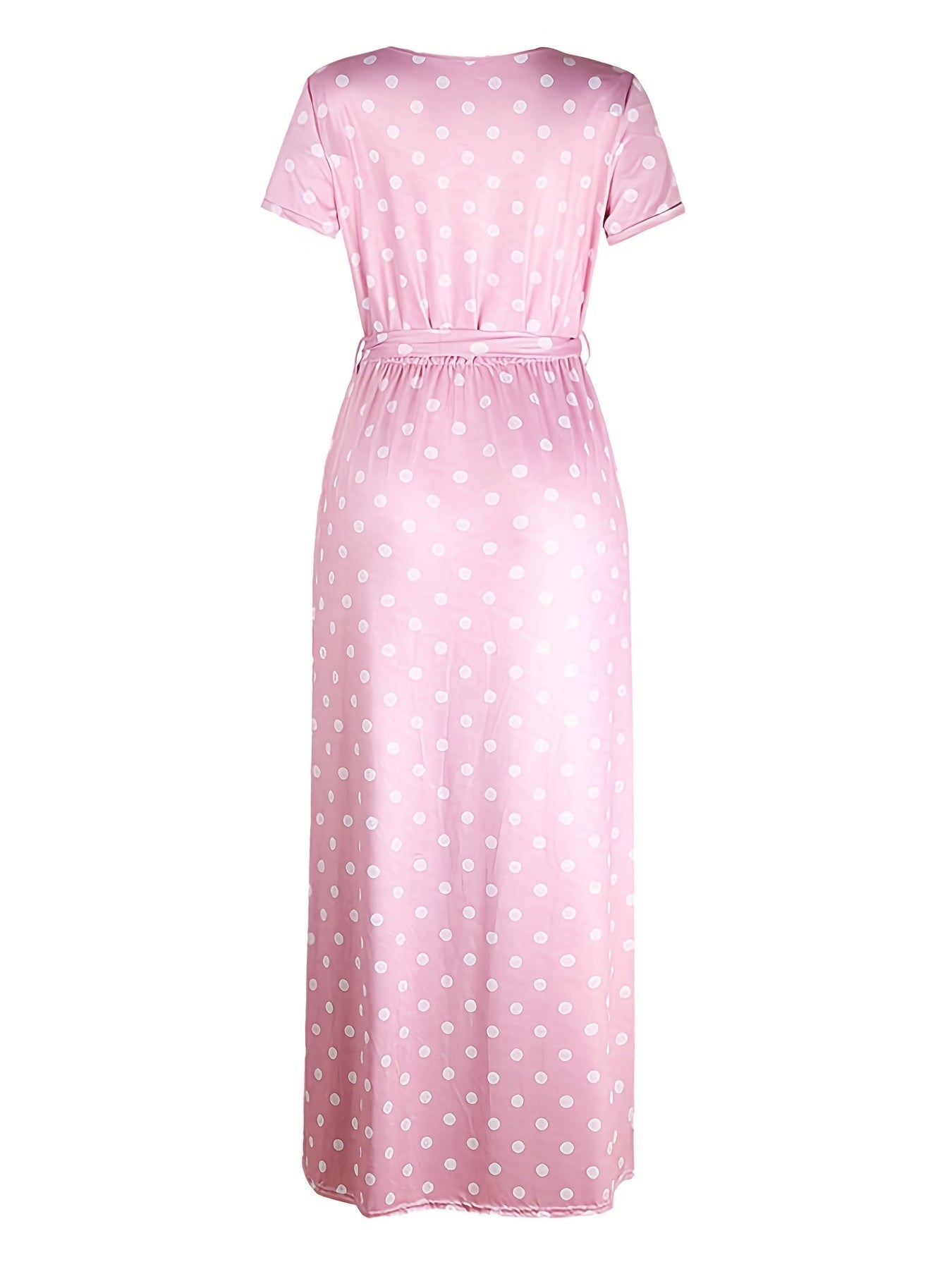 Polka Dot V Neck Maxi Dress Short Sleeve Spring Summer Women's Clothing