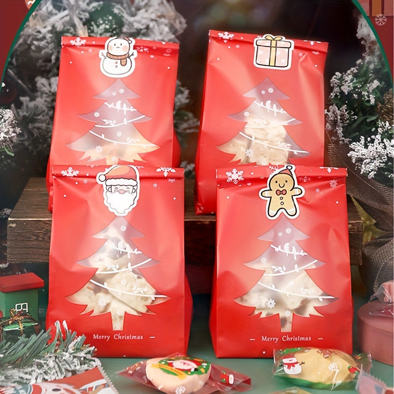10 Pcs Mixed Christmas Packaging Bags With Stickers Candy Packaging Bag