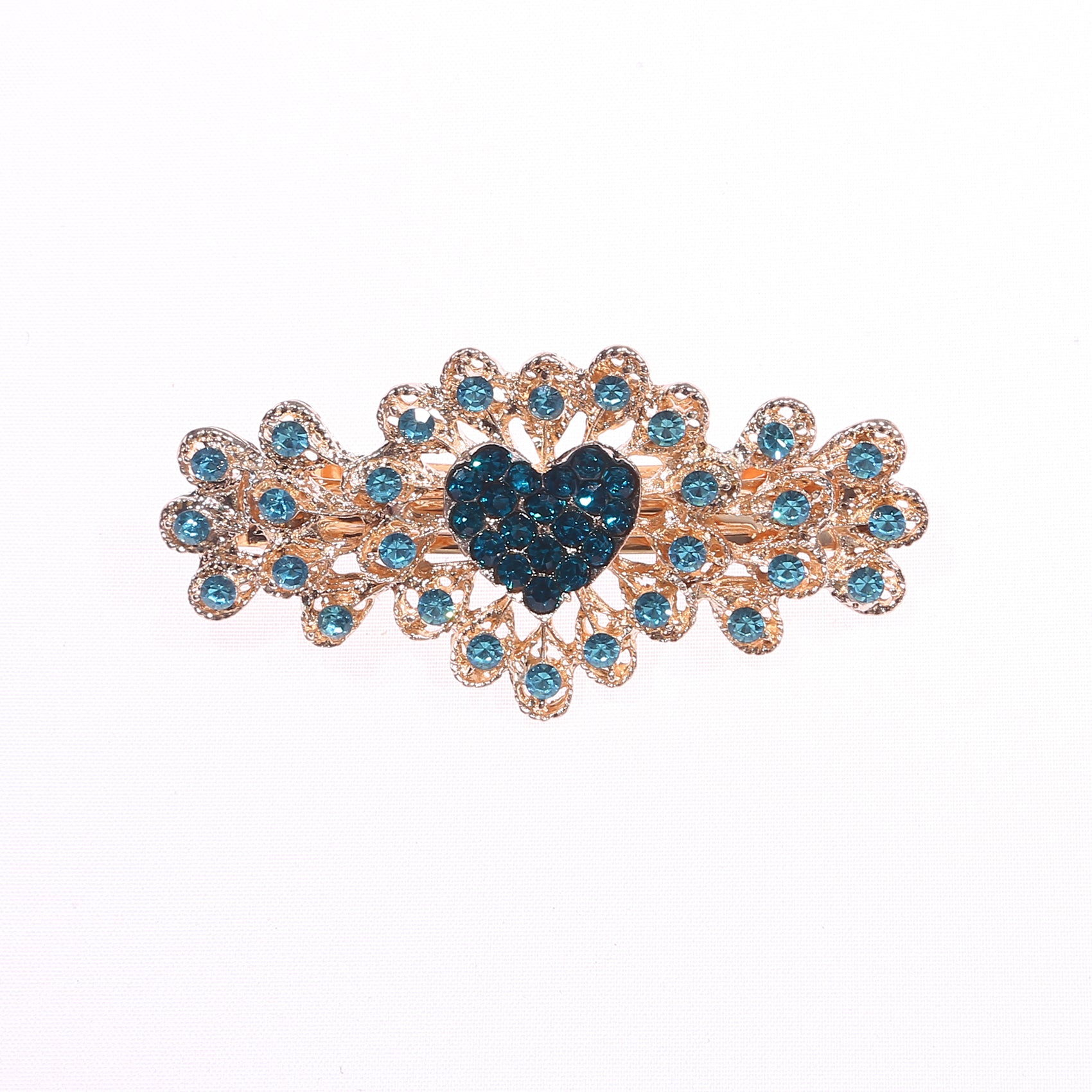Sparkly Flower Peacock Hair Barrettes Crystal Hair Clips