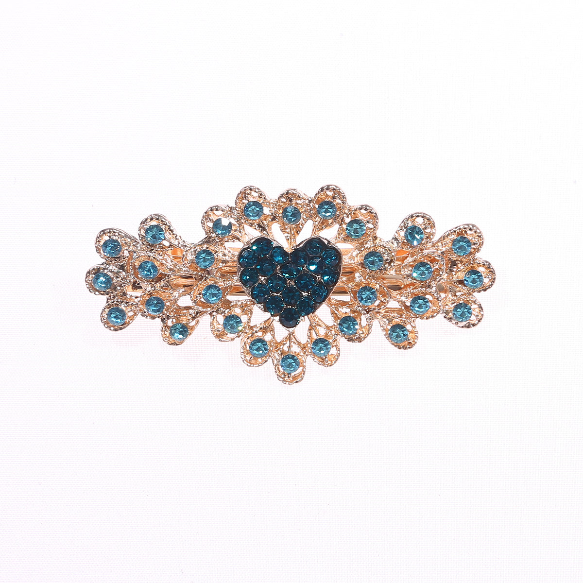 Sparkly Flower Peacock Hair Barrettes Crystal Hair Clips