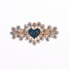 Sparkly Flower Peacock Hair Barrettes Crystal Hair Clips