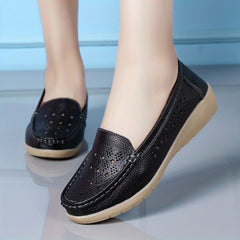 Women's Wedge Heeled Loafers Slip on Casual Shoes