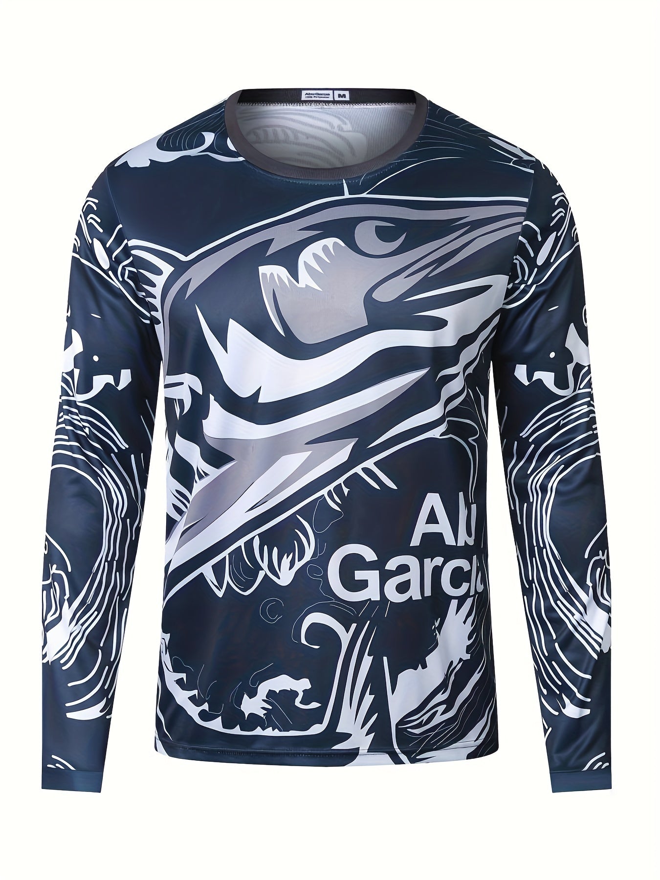 Fish & Letter Print Men's Long Sleeve T-shirt - Stylish Graphic Top for Men