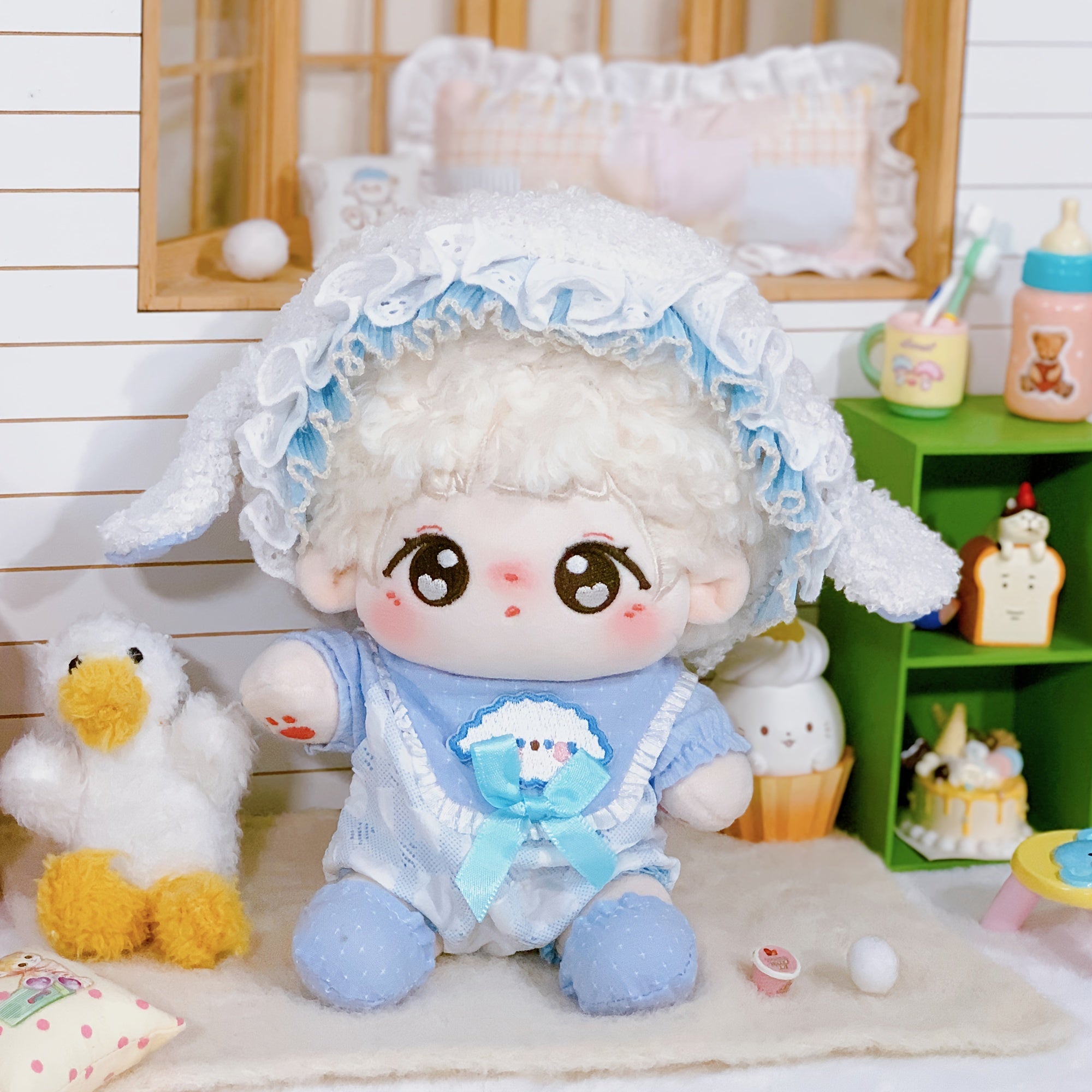 Sheep Doll Clothes Set - Jacket, Headband, Bib, Socks