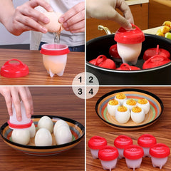 6PCS Silicone Egg Cooker Non-stick Pot Cookware Set Egg Mold Cup Steamer