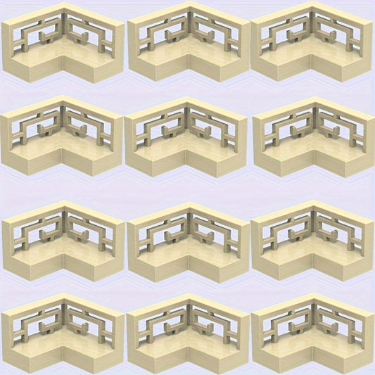 12 PCS Corner Fret Ranch Carved Fence Building Blocks Set for Ages 8-12