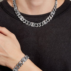 Men's 3 to 1 Oval Necklace and Bracelet Set