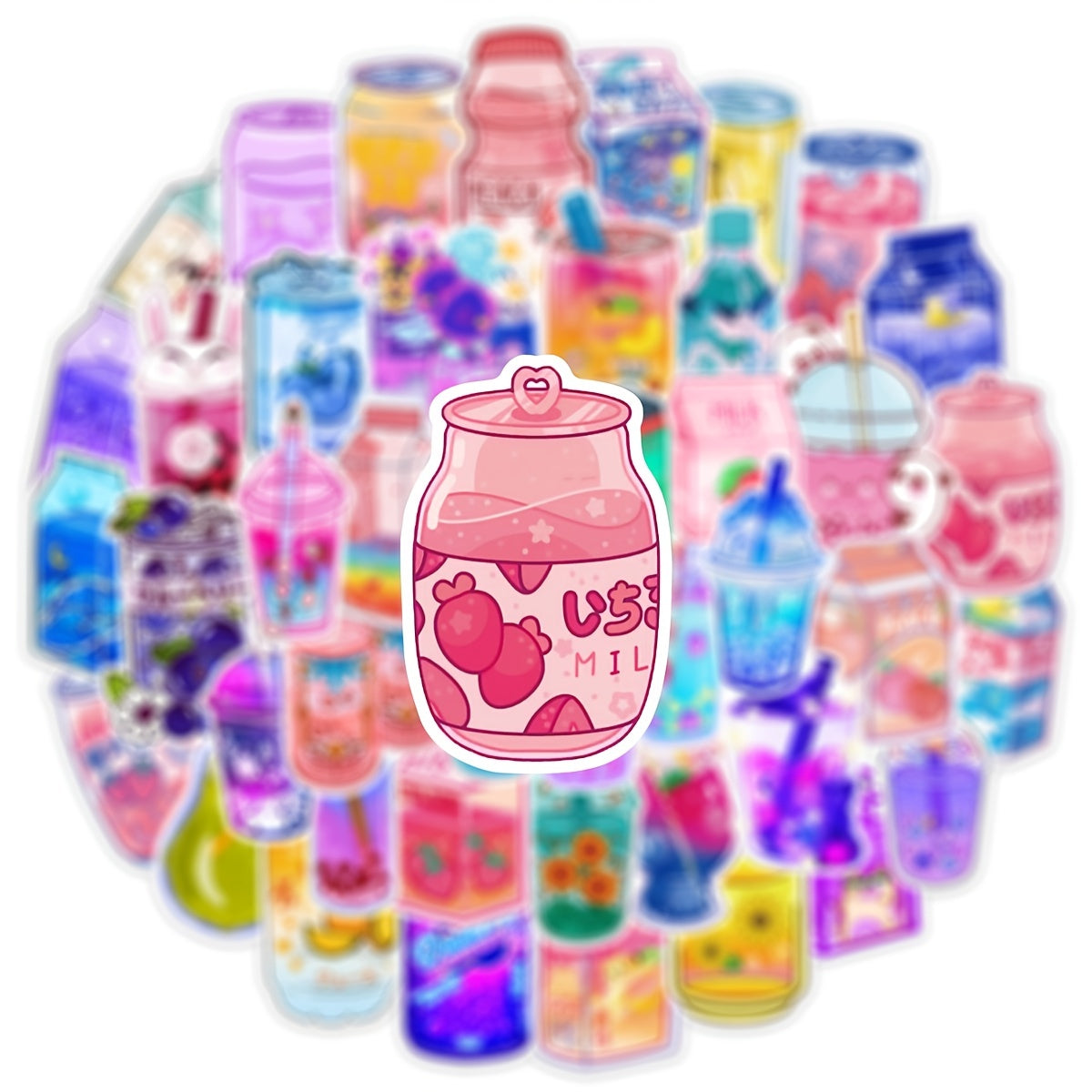 50Pcs Cartoon Drink Theme Waterproof Vinyl Stickers - Teens Girls Kids Gift