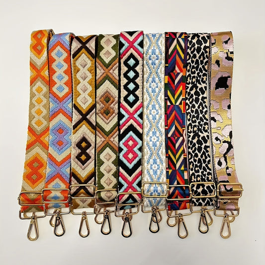 Ethnic Style Wide Shoulder Strap for Bag Nylon Adjustable Replacement Belt