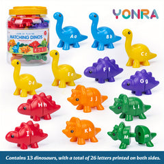 Dinosaur Pairing Toy Alphabet Number Pattern with Storage Bucket