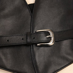 Punk Pin Buckle Wide Belt PU Leather Waistband Vintage Dress Coat Girdle