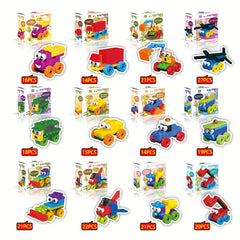 12 Pack Cartoon Vehicle Blocks Set 228pcs - Perfect Gift for Christmas