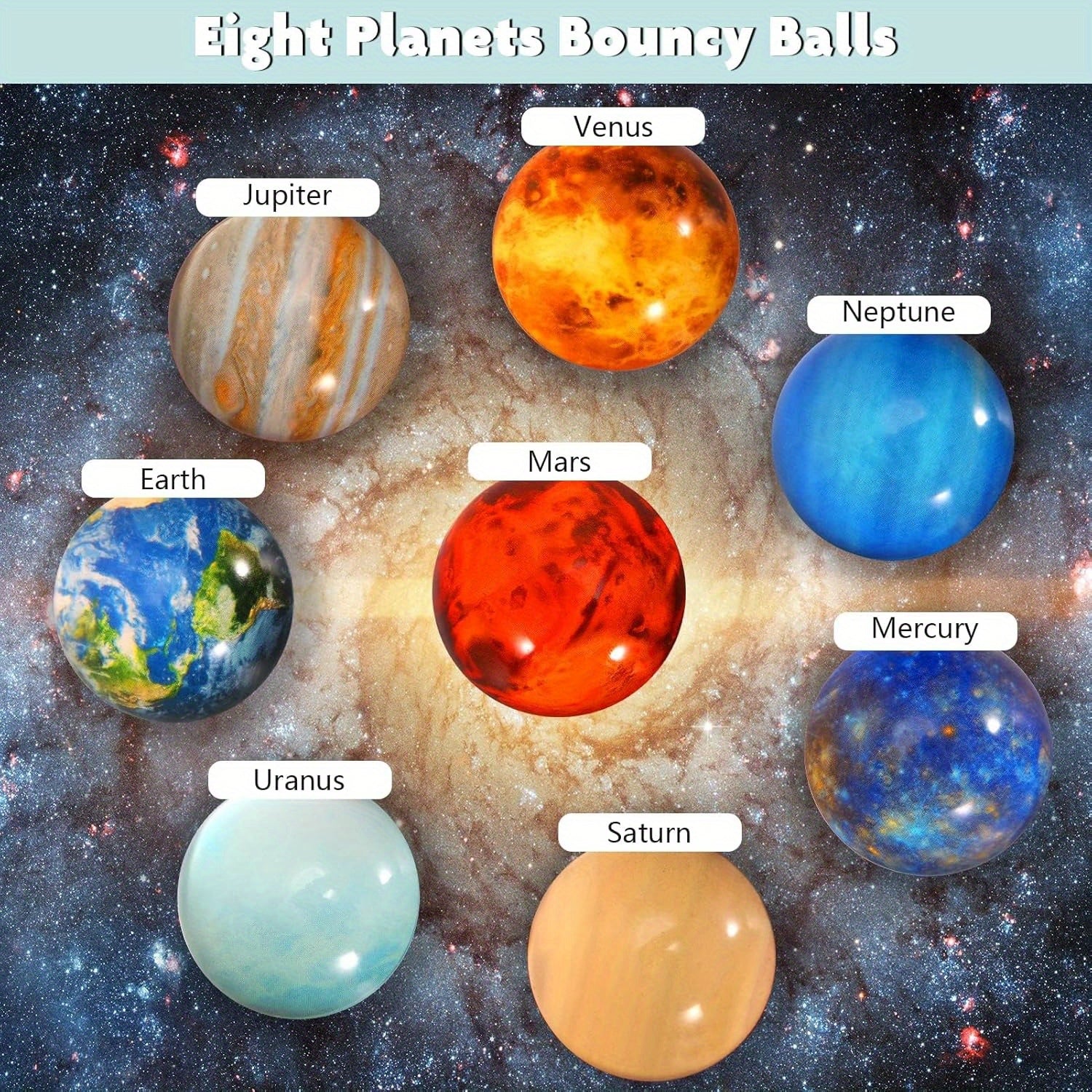 12pcs Solar System Planets Kids Bounce Balls - Party Favors & Classroom Prizes
