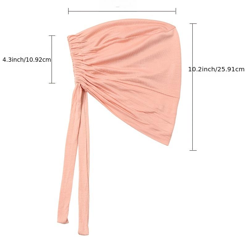 Adjustable Inner Under Hijab Cap With Ties Back Under Scarf Solid Bonnet Caps