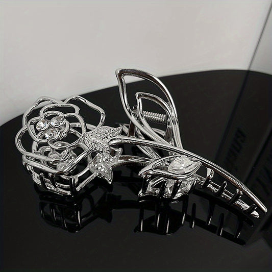 Hollowed Rose Flower Hair Claw Back Head Hair Accessories for Women