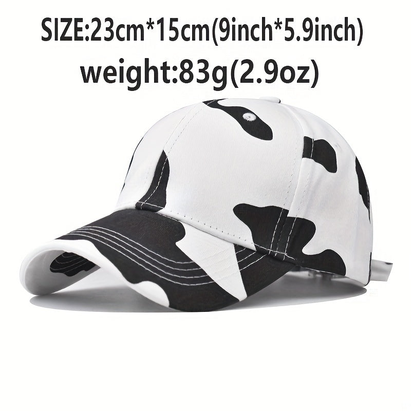 Cow Pattern Baseball Cap Casual Sunscreen Dad Hat Lightweight Adjustable Sun Hat