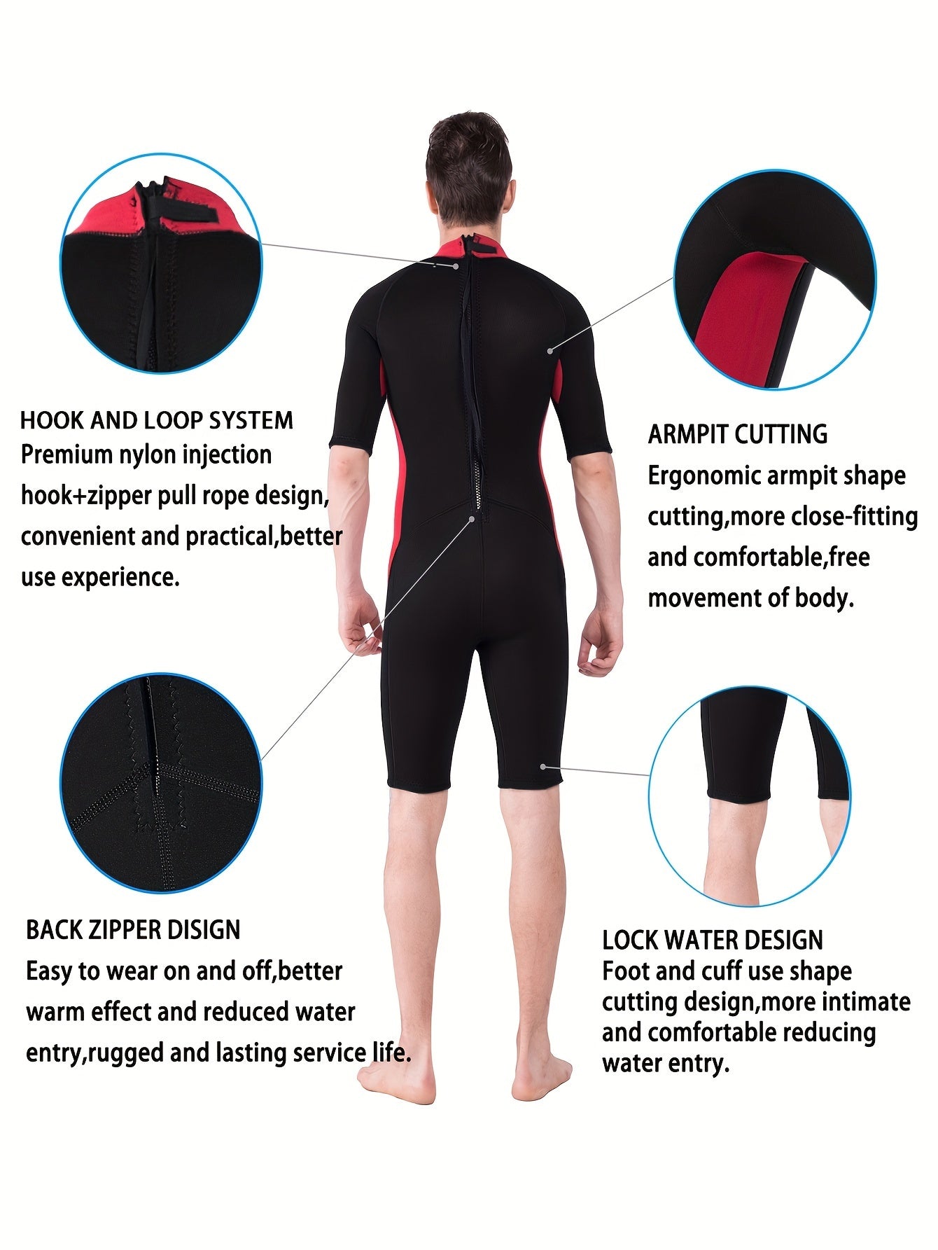 REALON 3mm Neoprene Diving Suit One Piece Short Sleeve Wetsuit