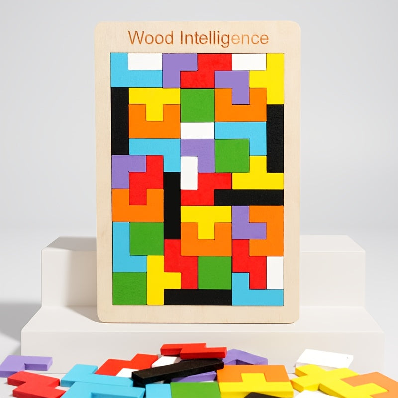 Wooden Blocks Puzzle Brain Teaser Toy 3D Building Blocks Game