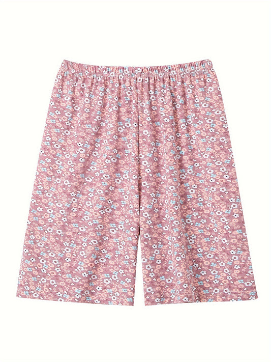  Boho Floral Print Lounge Shorts - High Stretch Waistband