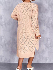  Solid Argyle Pattern Long Sleeve Open Front Sweater Cardigan