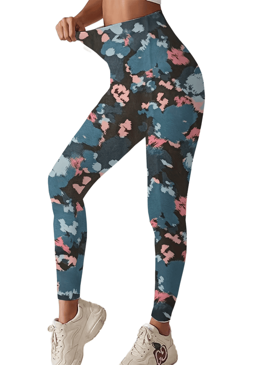 Geometric Print Tummy Control Fitness Pants High Waist