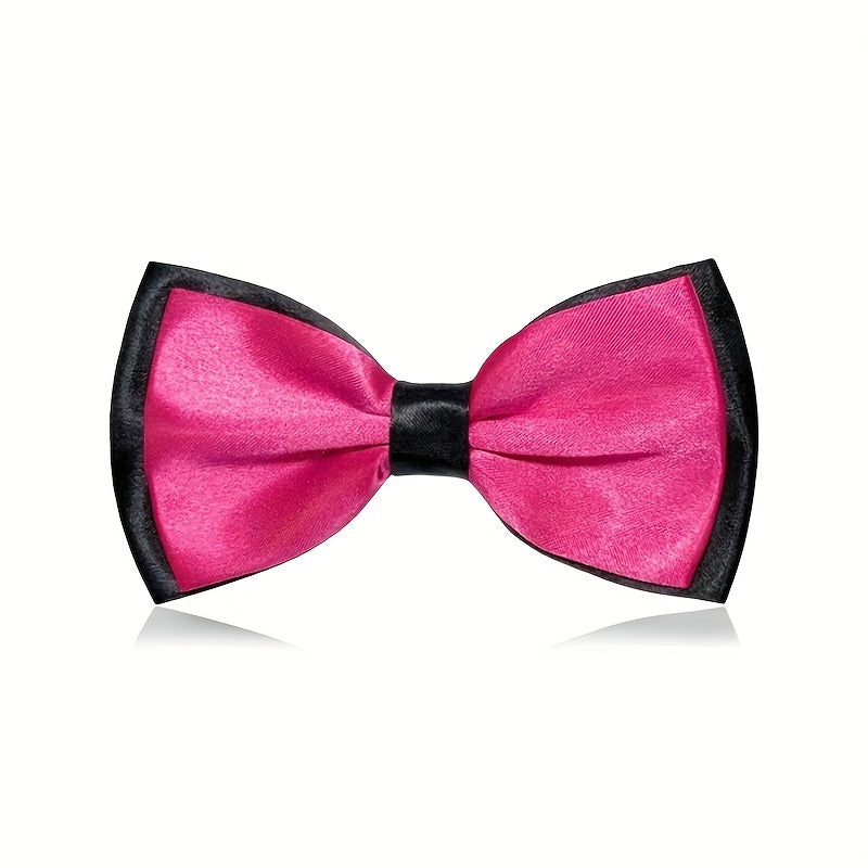 Double Layer Wedding Bow Tie for Men Business Groom Wine Red