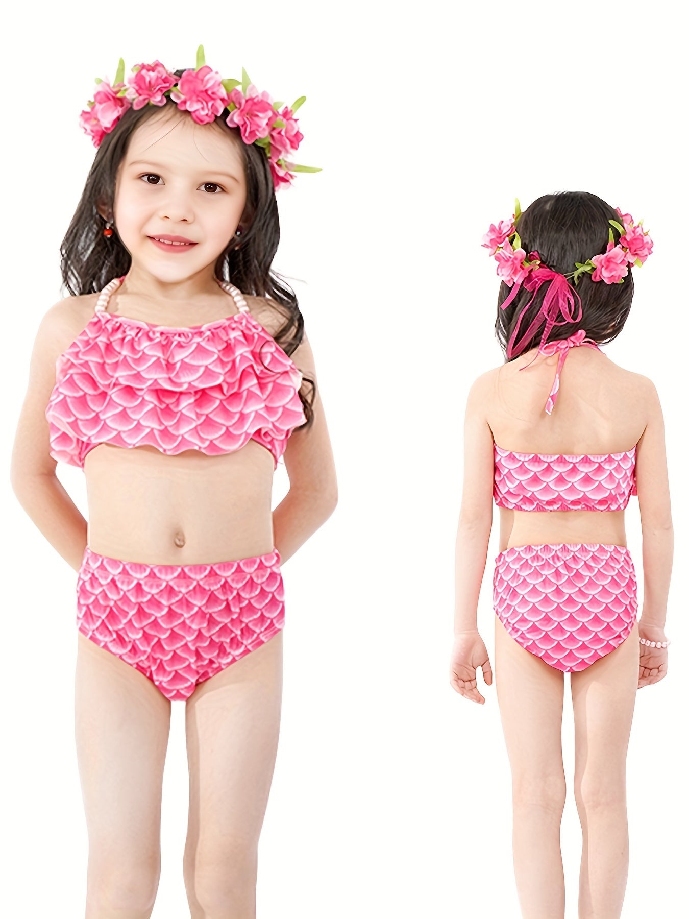 Mermaid Costume Swimsuit 3pc Set w/ Accessories Mermaid Princess Dress Up