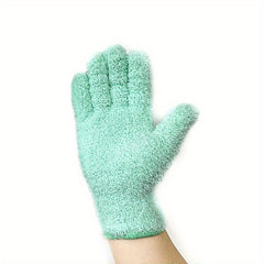 Green Microfiber Cleaning Gloves for Dusting Kitchen Furniture Car Interiors