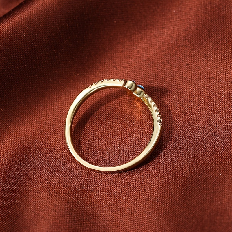 Vintage Copper Zircon Enamel Drip Ring Devil's Eye Open Ring