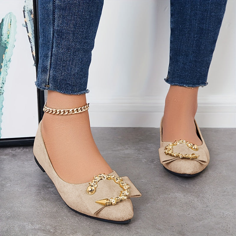 Metallic Decor Ballet Flats Soft Sole Slip On Shoes