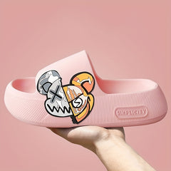Men's Anime Print Non Slip Platform Slides Comfortable Cloud Slides