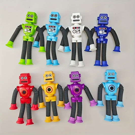 Telescopic Robot Toy 8pcs Suction Cup 2 Styles 4 Colors Pop Fidget Tubes