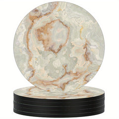 Set of 6 Marbling Drink Coasters - Absorbent Rubber with Non Slip Backing