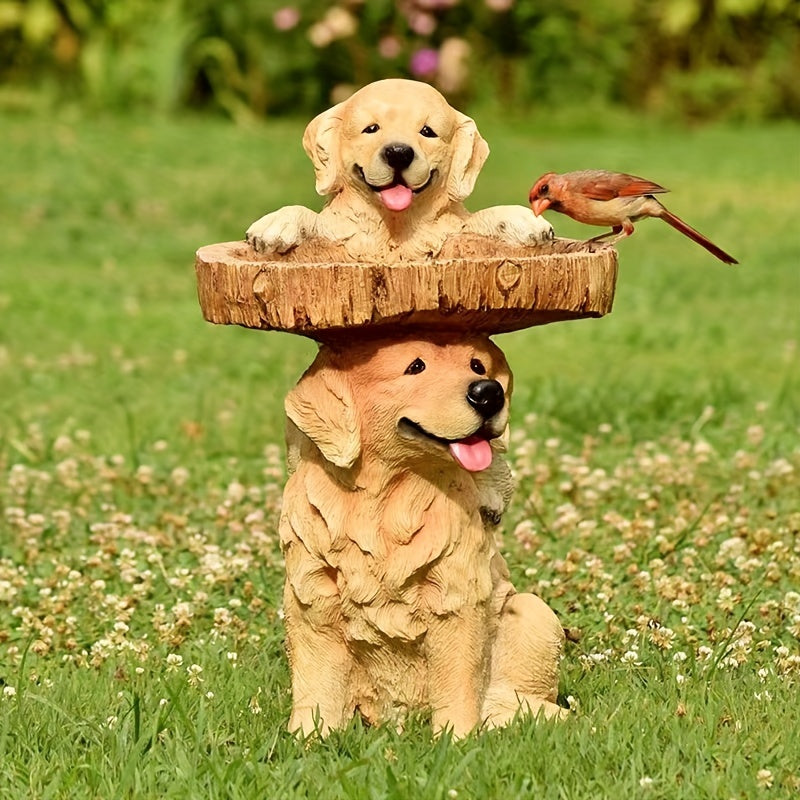 Outdoor Bird Feeder Bird Bath Garden Decor Dog Rooster Ornament