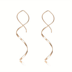 Spiral Threader Earrings Bohemian Ethnic Style Silver Plated Jewelry