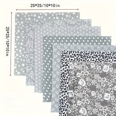 7pcs Gray Cotton Fabric Quilting Craft Bundle Squares DIY Patchwork