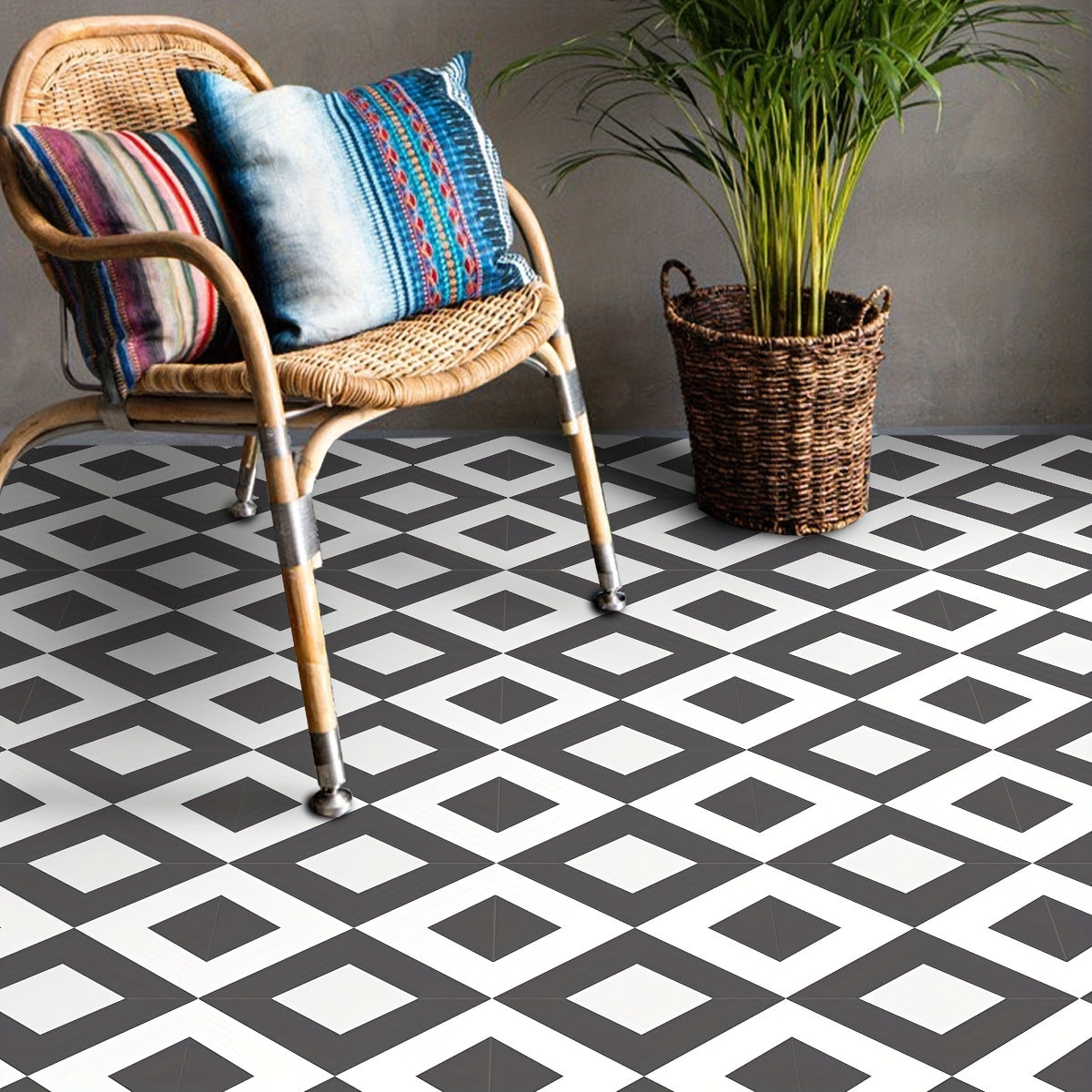 12pcs Moroccan Style Floor Stickers Waterproof Non slip Home Decoration Self adh