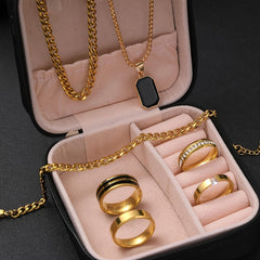 Men's 7-Piece Casual Style Jewelry Set with Synthetic Zirconia