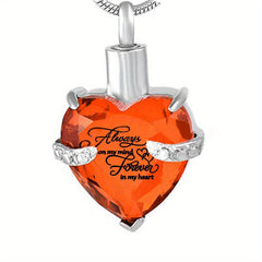 Heart Cremation Urn Necklace For Ashes - Memorial Pendant With Fill Kit