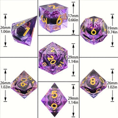 Dragon's Eye Resin Quicksand Dice Set Purple Green Halloween Props