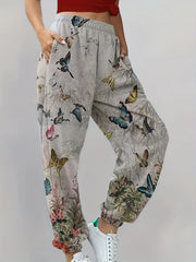 Women's Plus Map Print Elastic Waist Loose Sporty Pants