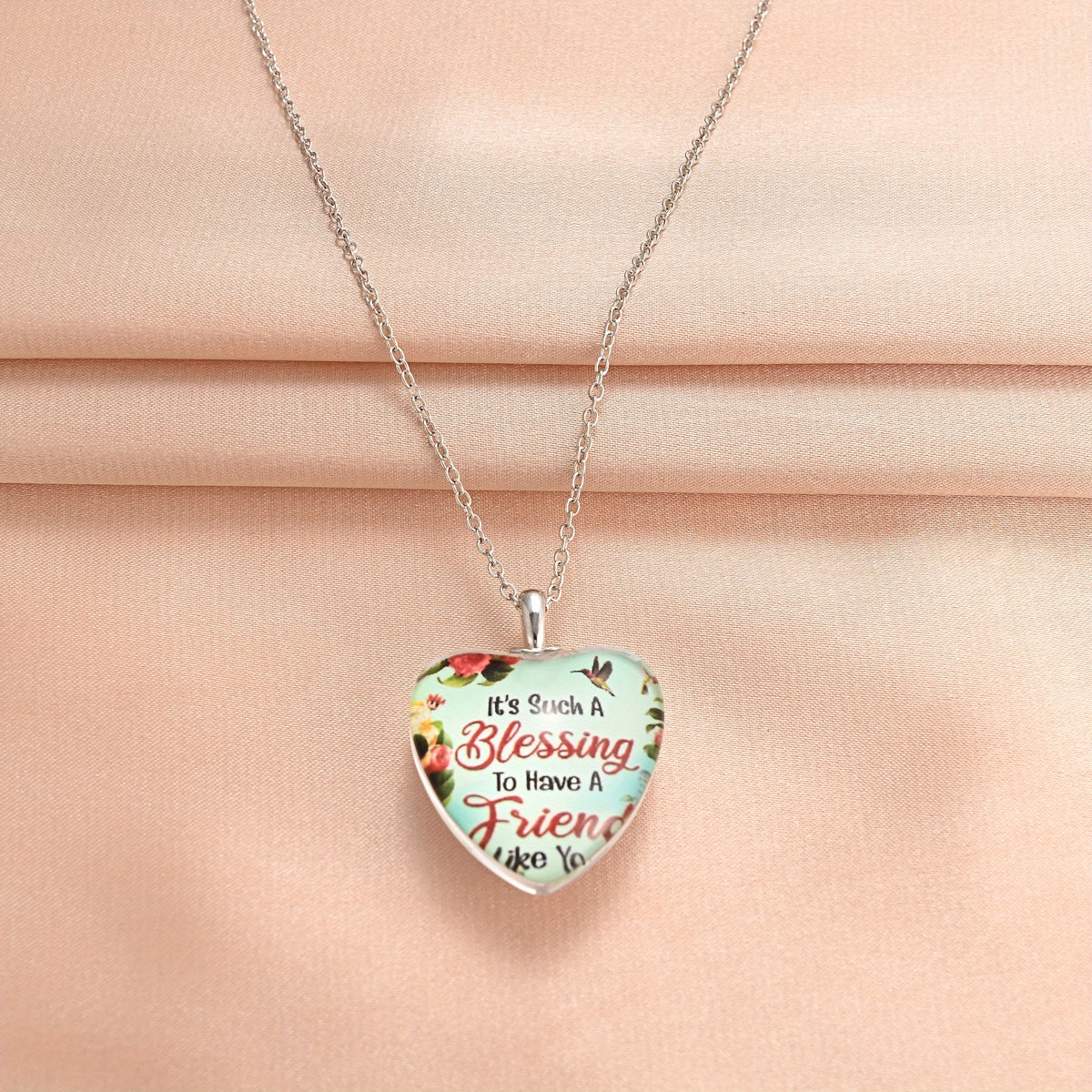 Friendship Love Crystal Pendant Necklace For BFF Bestie Sister