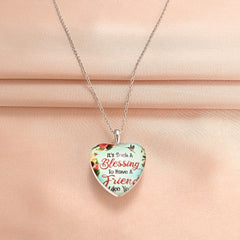 Friendship Love Crystal Pendant Necklace For BFF Bestie Sister