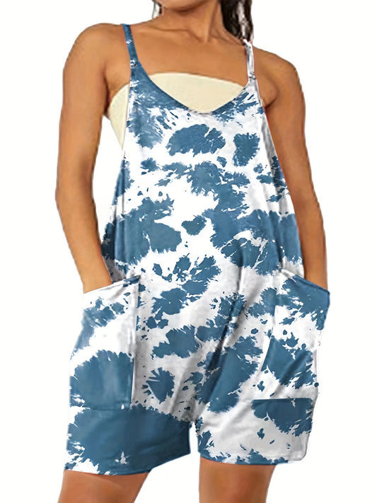  Star & Stripe Print V Neck Romper